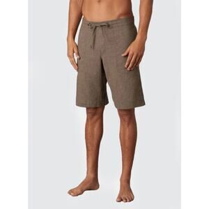 Prana Sutra Bermuda Shorts Drawstring Waist Mid Rise Flat Front Beige Mens XS